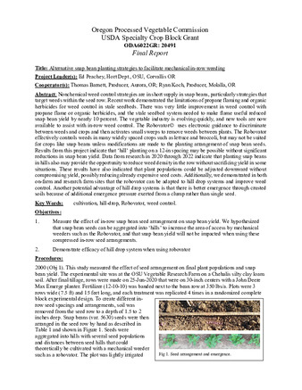 Alternative snap bean planting strategies to facilitate mechanical in-row weeding : final report thumbnail