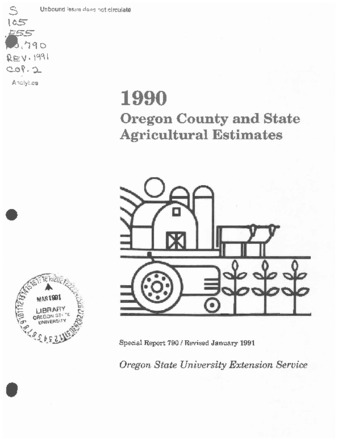 1990 Oregon county and state agricultural estimates thumbnail