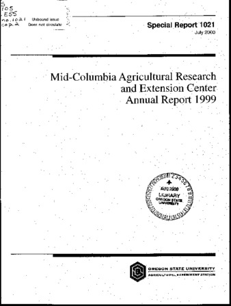 Mid-Columbia Agricultural Research and Extension Center annual report : 1999 thumbnail