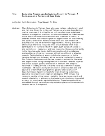 Sustaining Fisheries and Alleviating Poverty in Vietnam: A Socio-economic Review and Case Study thumbnail