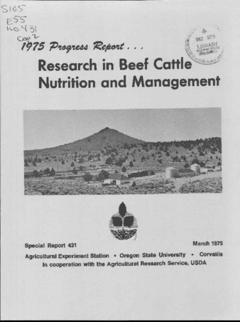 Research in beef cattle nutrition and management : 1975 progress report thumbnail