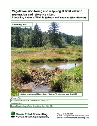 Vegetation monitoring and mapping at tidal wetland restoration and reference sites: Siletz Bay National Wildlife Refuge and Yaquina River Estuary thumbnail