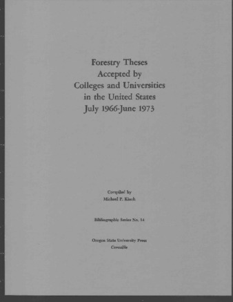Forestry theses accepted by colleges and universities in the United States : July 1966 - June 1973 thumbnail