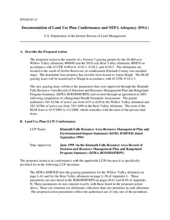 Documentation of land use plan conformance and NEPA adequacy (DNA) thumbnail