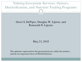 Valuing Ecosystem Services: Oysters, Denitrification, and Nutrient Trading Programs thumbnail