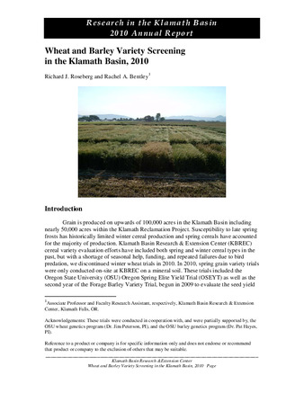 Wheat and Barley Variety Screening in the Klamath Basin, 2010 thumbnail
