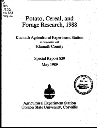 Potato, cereal, and forage research, 1988 thumbnail
