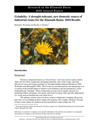 Grindelia- A drought-tolerant, new domestic source of industrial resins for the Klamath Basin: 2010 Results thumbnail