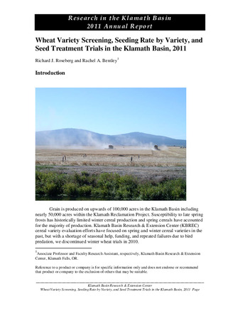 Wheat Variety Screening, Seeding Rate by Variety, and Seed Treatment Trials in the Klamath Basin, 2011 thumbnail