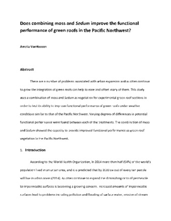 Does combining moss and Sedum improve functional performance of green roofs in the Pacific Northwest? Miniaturansicht
