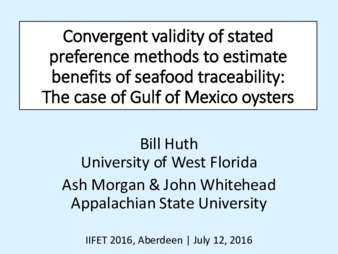 Convergent Validity of Stated Preference Methods to Estimate Benefits of Seafood Traceability: The Case of Gulf of Mexico Oysters thumbnail