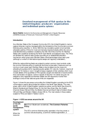 Devolved management of fish quotas in the United Kingdom: producers' organizations and individual quota systems miniatura