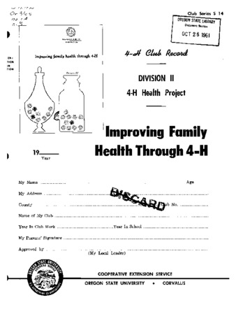 Improving family health through 4-H : division II - 4-H health project thumbnail