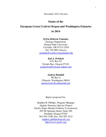 Status of the European Green Crab in Oregon and Washington Estuaries in 2014 thumbnail