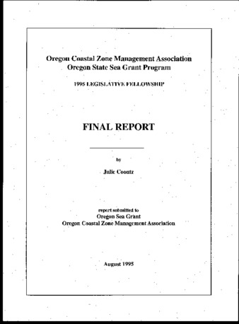 Legislative fellowship final report, 1995 thumbnail