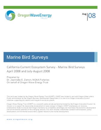 Marine Bird Surveys: California Current Ecosystem Survey - Marine Bird Surveys April 2008 and July-August 2008 Miniatura