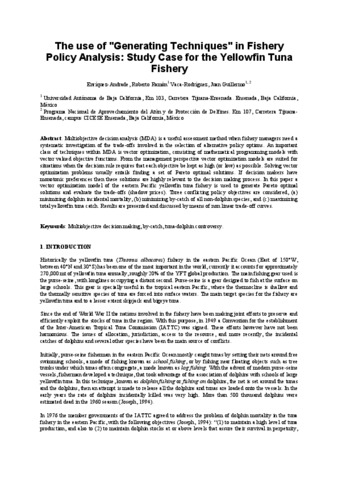The use of "Generating Techniques" in Fishery Policy Analysis: Study Case for the Yellowfin Tuna FIshery thumbnail
