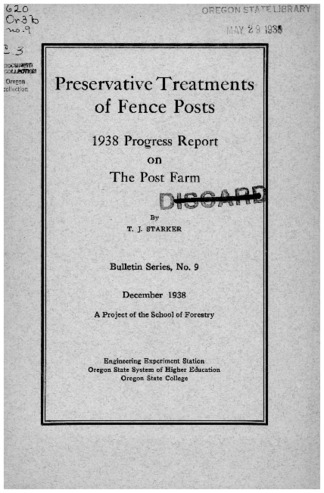 Preservative treatments of fence posts ... progress report on the Post Farm Miniatura