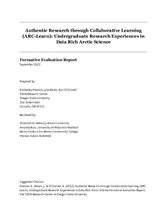 Authentic Research through Collaborative Learning (ARC-Learn): Undergraduate Research Experiences in Data Rich Arctic Science thumbnail