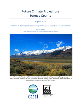 Future climate projections. Harney County : August 2018 thumbnail