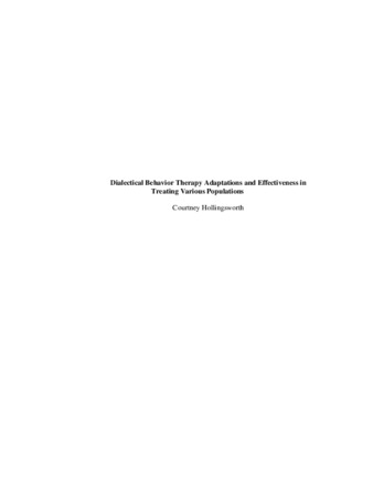 Dialectical Behavior Therapy: adaptations and effectiveness in treating various populations thumbnail