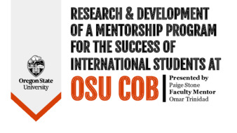 Research & Development of a Mentorship Program for the Success of International Students at OSU COB la vignette