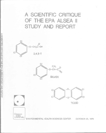 A scientific critique of the EPA Alsea II study and report, with the November 16, 1979 supplement Miniatura