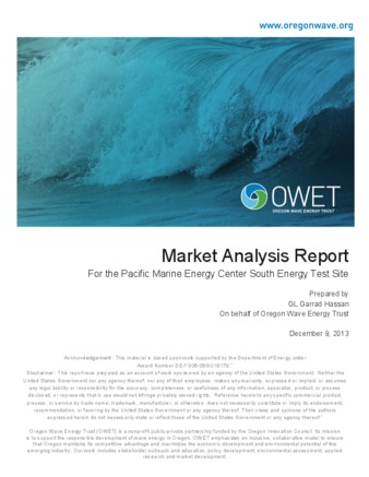 Market Analysis Report for the Pacific Marine Energy Center South Energy Test Site Miniatura