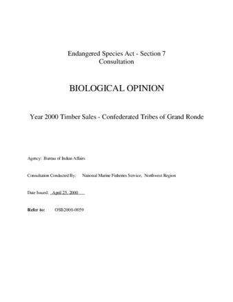 Year 2000 Timber Sales - Confederated Tribes on Grand Ronde : Biological Opinion thumbnail