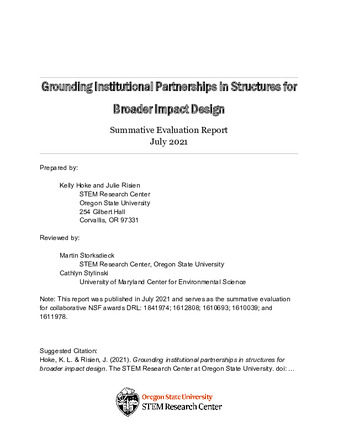 Grounding Institutional Partnerships in Structures for Broader Impact Design: Summative Evaluation Report thumbnail