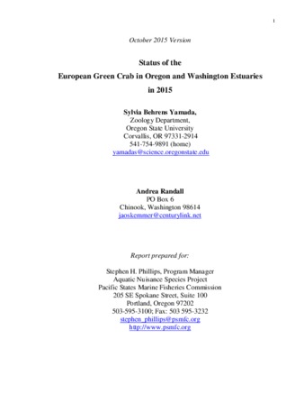 Status of the European Green Crab in Oregon and Washington Estuaries in 2015 thumbnail