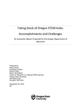 Taking Stock of Oregon STEM Hubs: Accomplishments and Challenges: An Evaluation Report Prepared for the Oregon Department of Education thumbnail