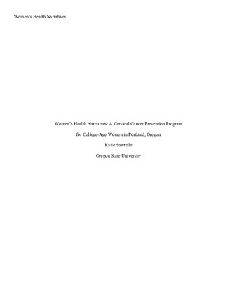 Women's Health Narratives: A Cervical Cancer Prevention Program  for College-Age Women in Portland, Oregon Miniaturansicht
