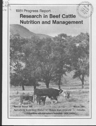 Research in beef cattle nutrition and management 1981 progress report Miniatura