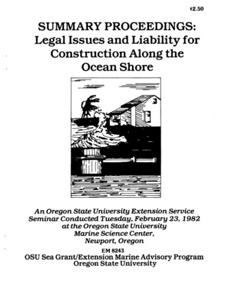 Summary proceedings-- legal issues and liability for construction along the ocean shore : an Oregon State University Extension Service seminar conducted Tuesday, February 23, 1982, at the Oregon State University Marine Science Center, Newport, Oregon thumbnail