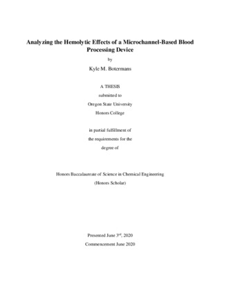 Analyzing the Hemolytic Effects of a Microchannel-Based Blood Processing Device thumbnail