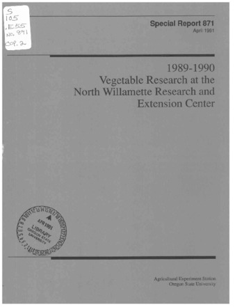 Vegetable research at the North Willamette research and extension center : 1989-1990 thumbnail