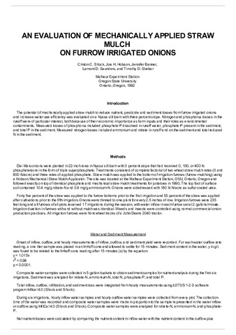 An evaluation of mechanically applied straw mulch on furrow irrigated onions Miniatura