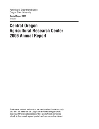 Central Oregon Agricultural Research Center 2006 annual report thumbnail
