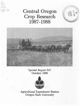 Central Oregon crop research : 1987-1988 miniatura
