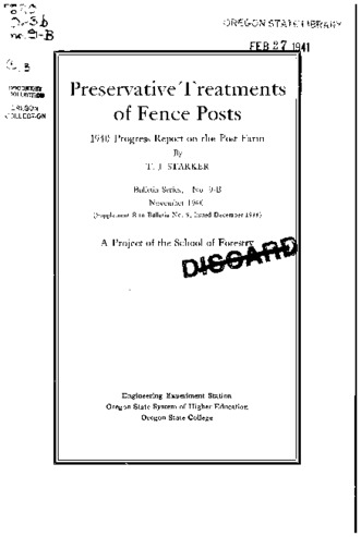 Preservative treatments of fence posts ... progress report on the Post Farm: Supplement B thumbnail
