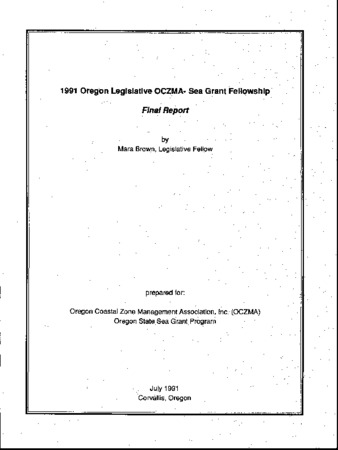 Legislative Fellowship final report, 1991 thumbnail