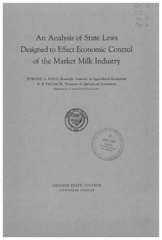 An analysis of state laws designed to effect economic control of the market milk industry thumbnail