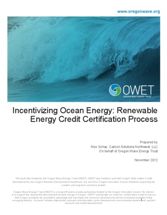 Incentivizing Ocean Energy: Renewable Energy Credit Certification Process la vignette