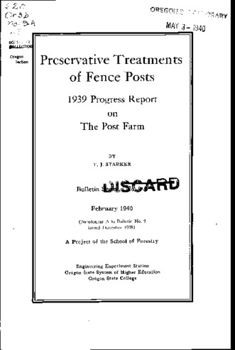 Preservative treatments of fence posts ... progress report on the Post Farm: Supplement A Miniatura