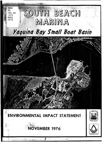 South Beach Marina (Yaquina Bay small boat basin), Lincoln County, Oregon : final environmental impact statement miniatura