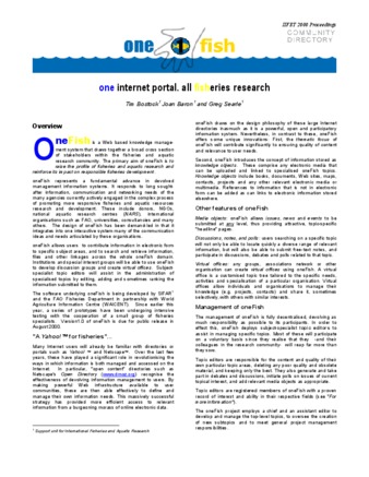 OneFish: One Internet Portal, All Fisheries Research thumbnail