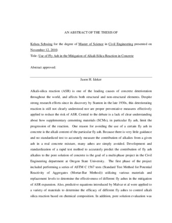 Use of fly ash in the mitigation of alkali-silica reaction in concrete 缩图