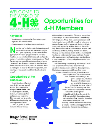 Welcome to the world of 4-H : basics for new leaders. Opportunities for 4-H members thumbnail