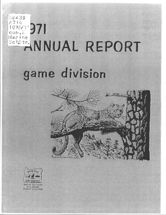 Annual report - Game Division : 1971 miniatura